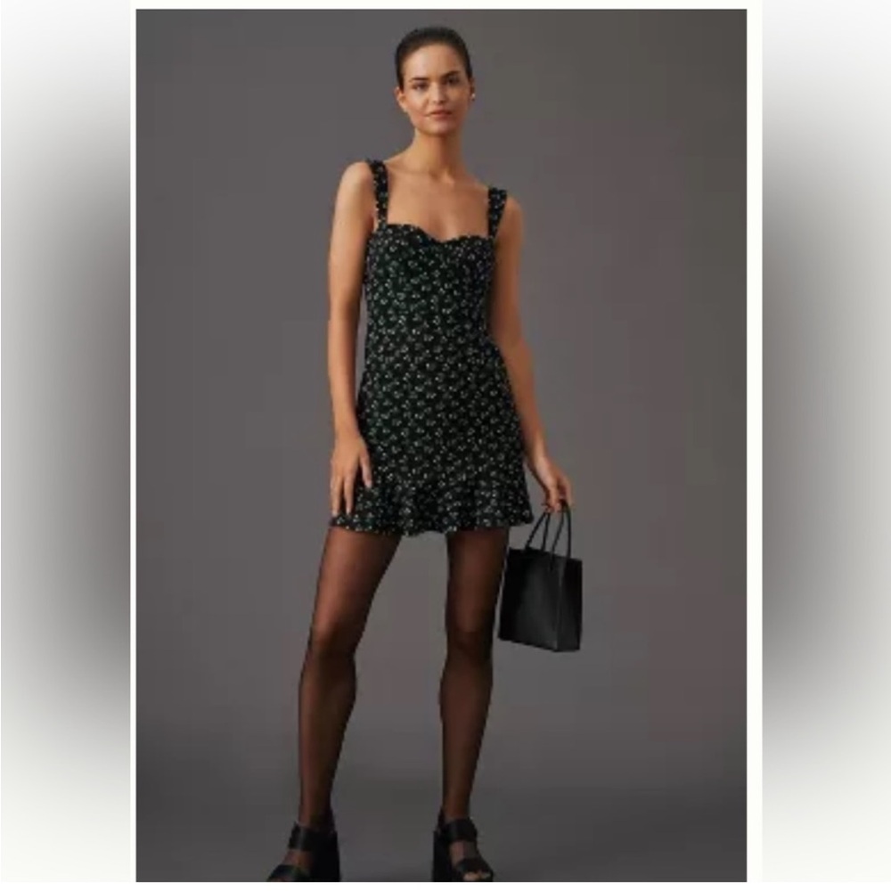 Black Seersucker Floral Mini Dress